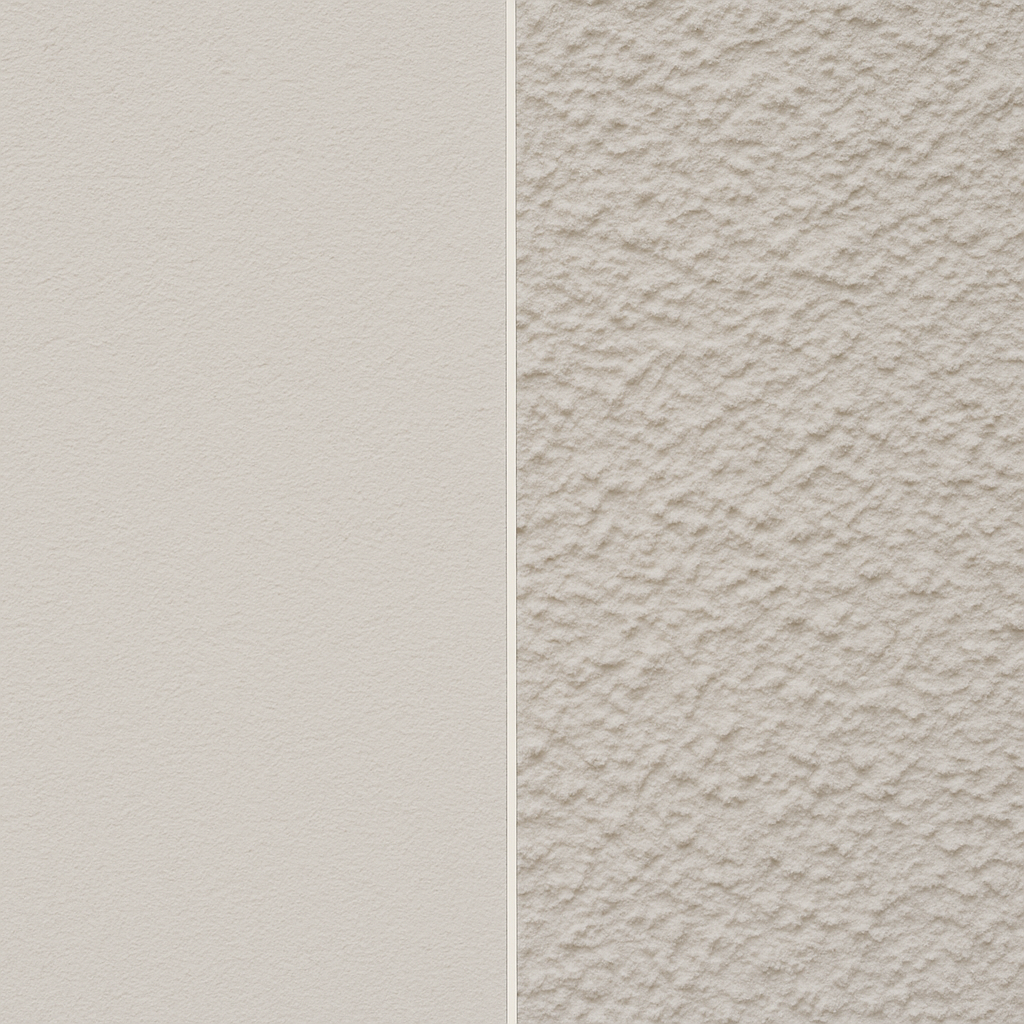 Close-up silicone render texture comparison smooth vs textured finishes for house rendering Essex Hertfordshire North London